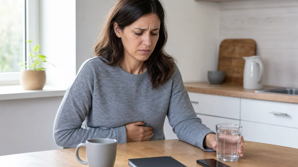 Illustration éditoriale pour l’article « Comment calmer une brûlure d'estomac liée au stress »