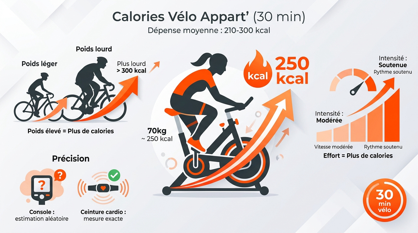 Dépense calorique 30 min vélo appartement