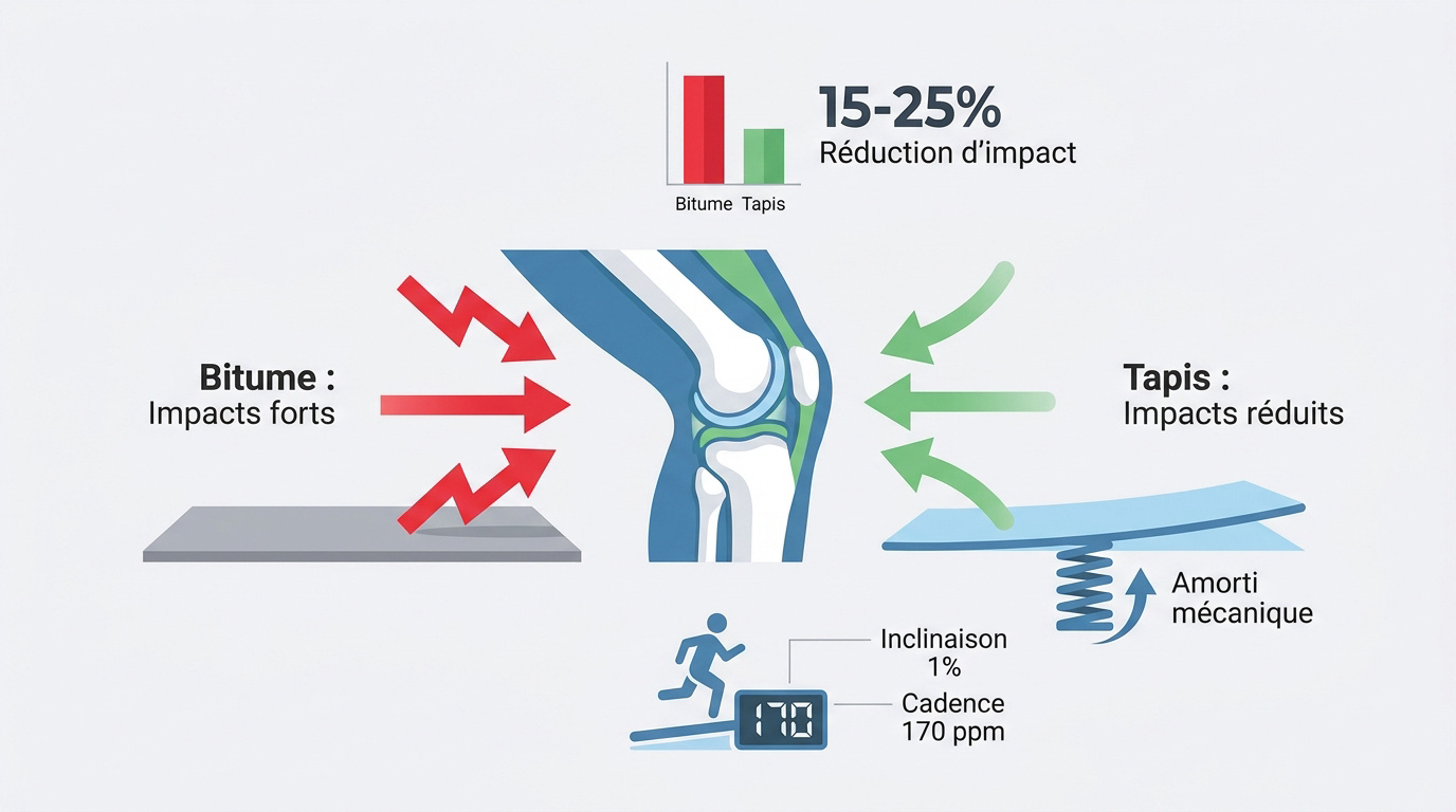 Comparaison des forces d'impact entre la course sur bitume et sur tapis de course