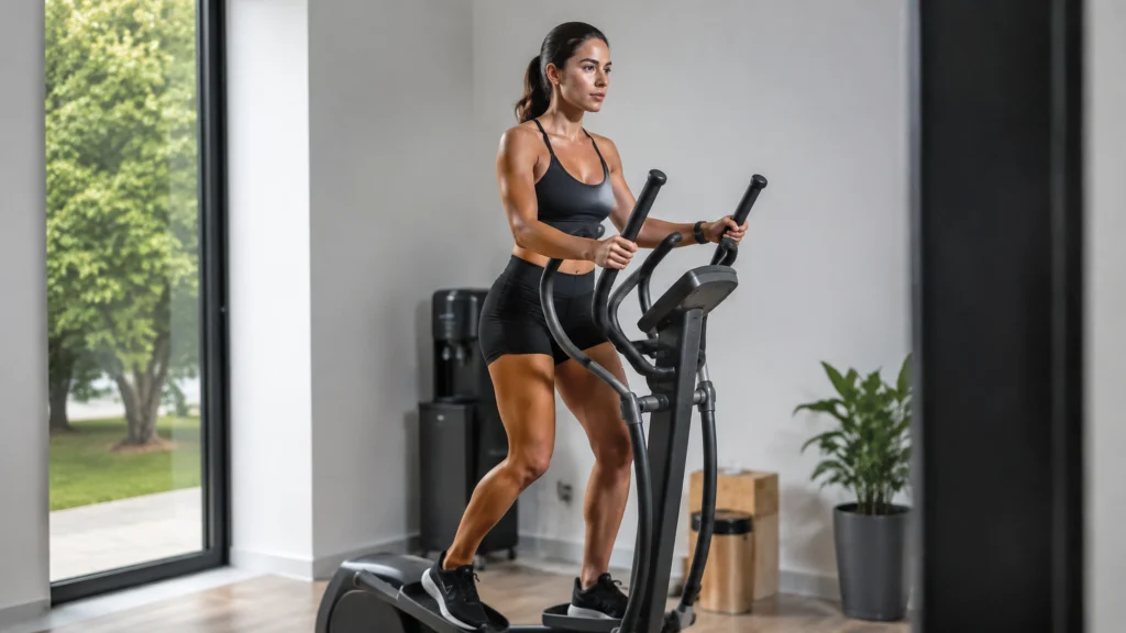 Illustration éditoriale pour l’article « Est-ce que le vélo elliptique muscle vraiment le corps »