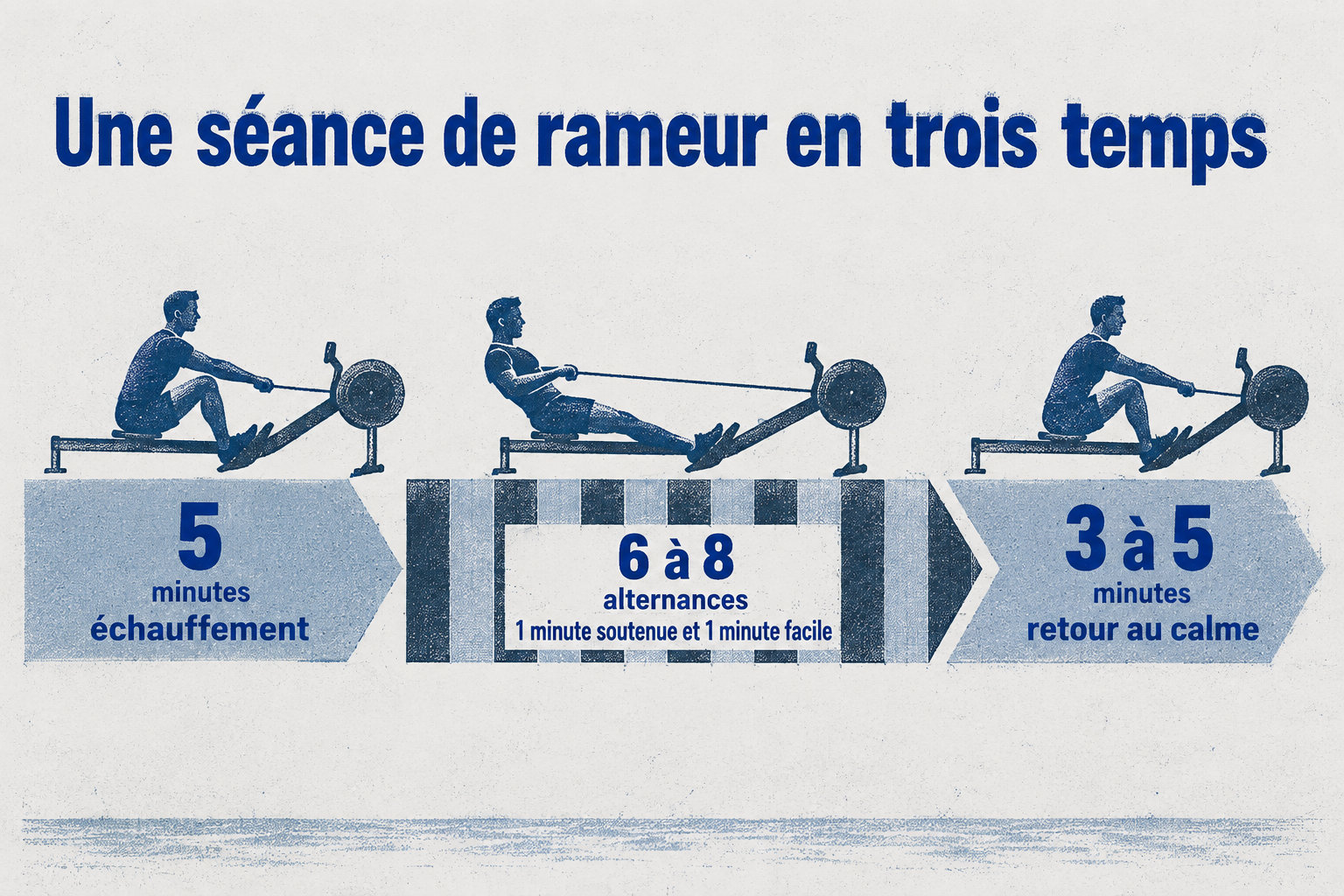 La séance comprend 5 minutes d’échauffement, 6 à 8 alternances d’une minute soutenue et d’une minute facile, puis 3 à 5 minutes de retour au calme.